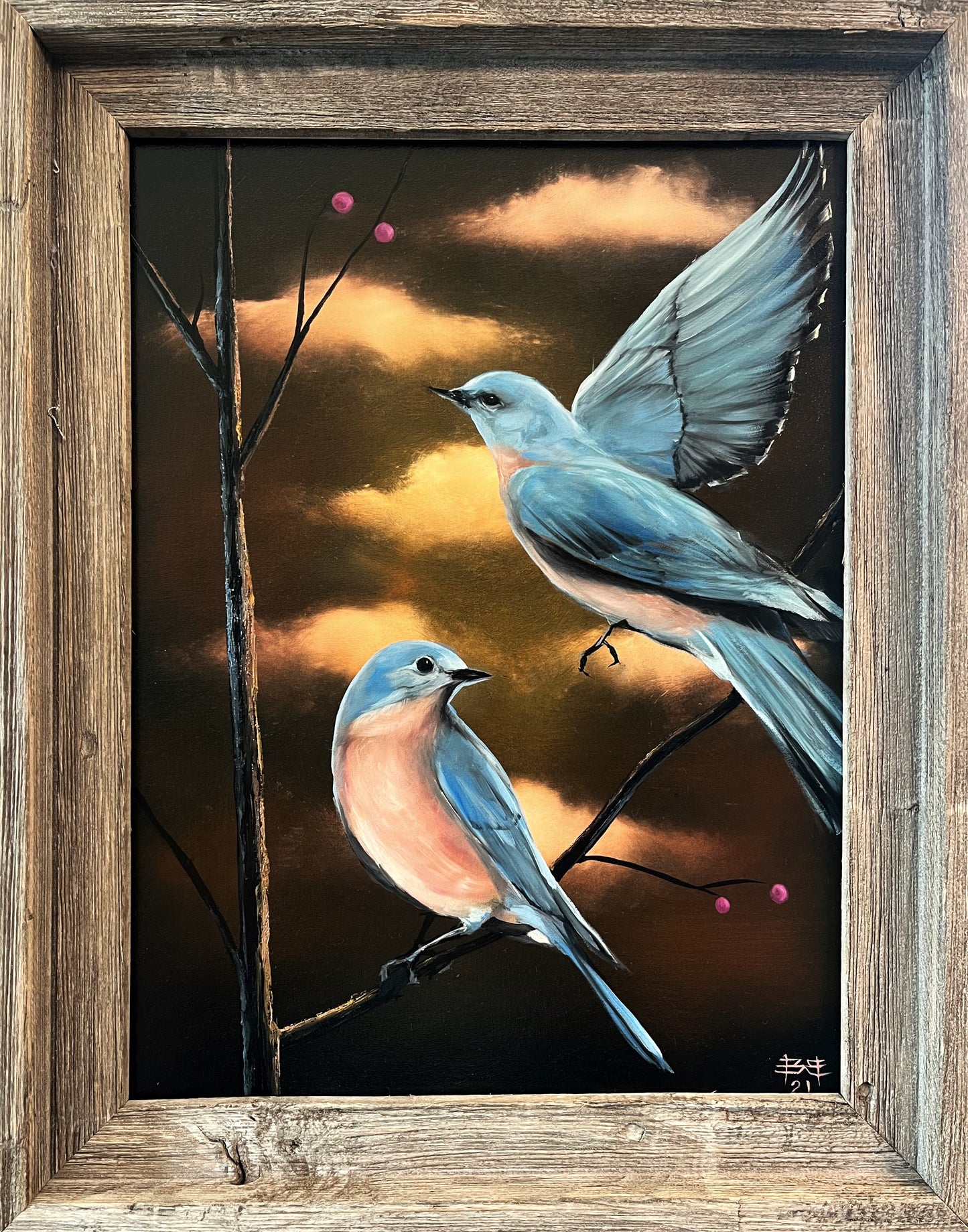Bluebirds on a Branch